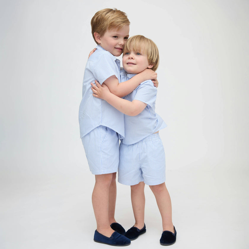 The Tiny Leo Shorts - Blue/White Stripe
