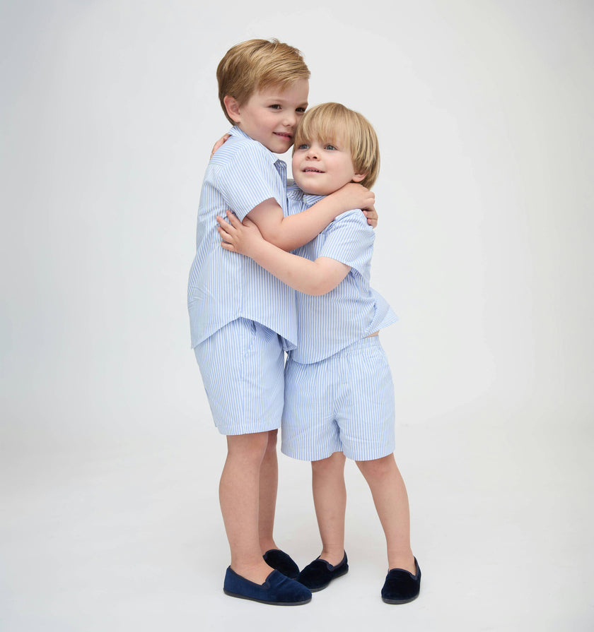 The Baby Leo Shorts - Blue/White Stripe
