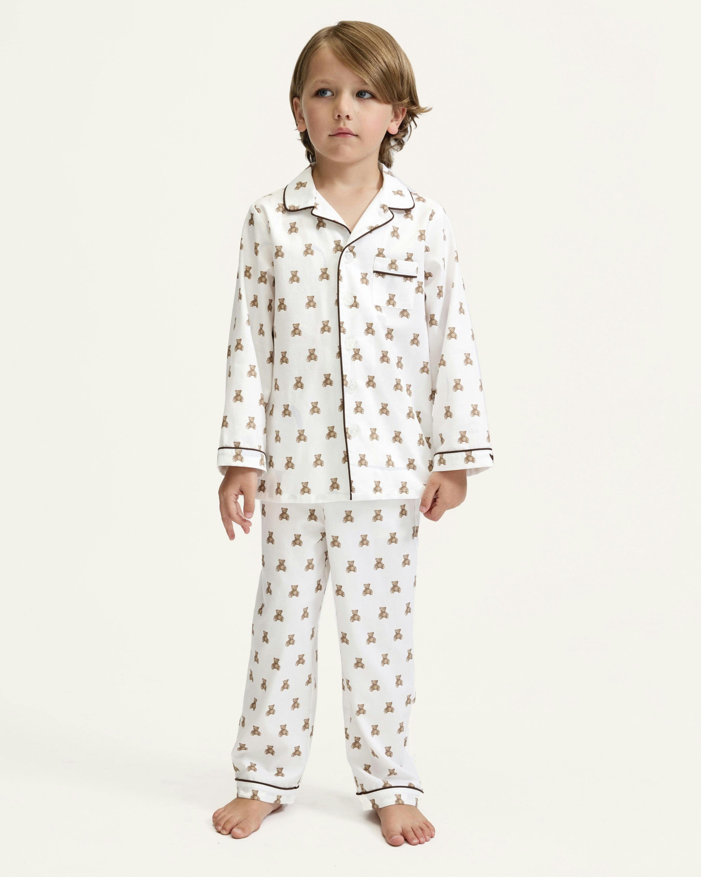 Kid's Twill Pajama Set in Teddy Tales