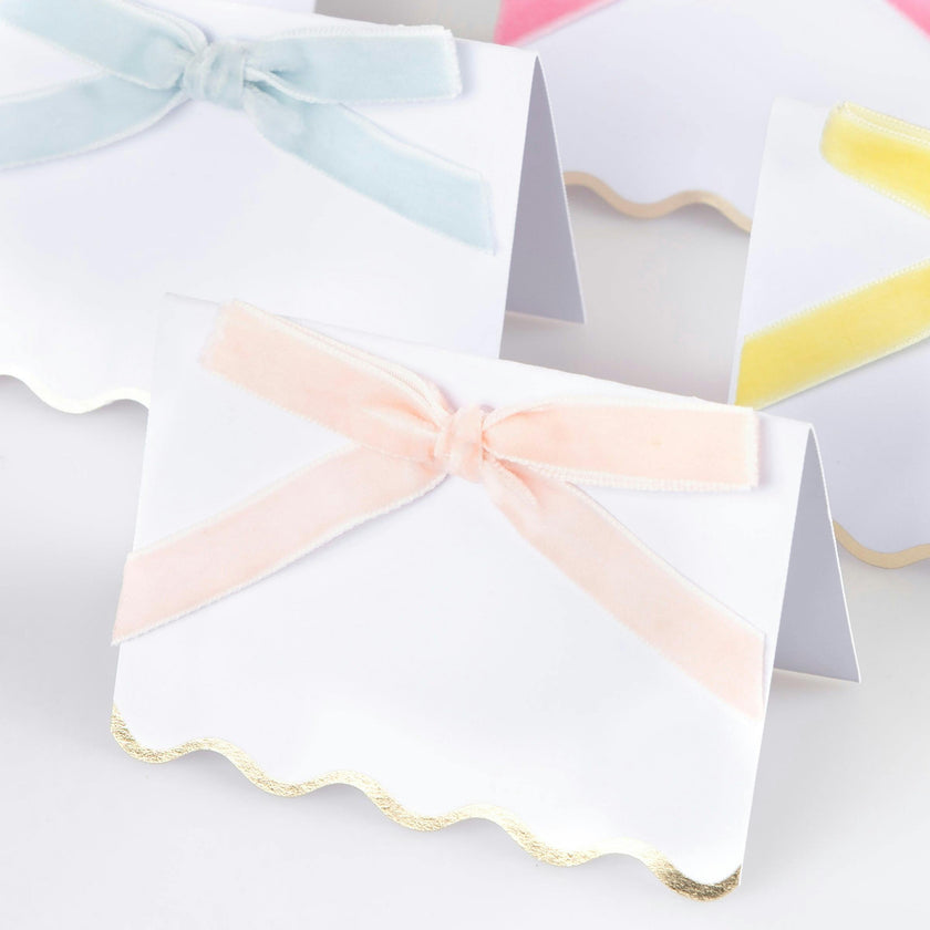 Pastel Velvet Bow Place Cards