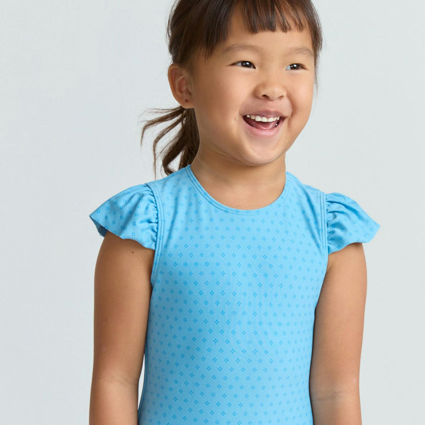 girls le marin dot ruffle cap sleeve one piece