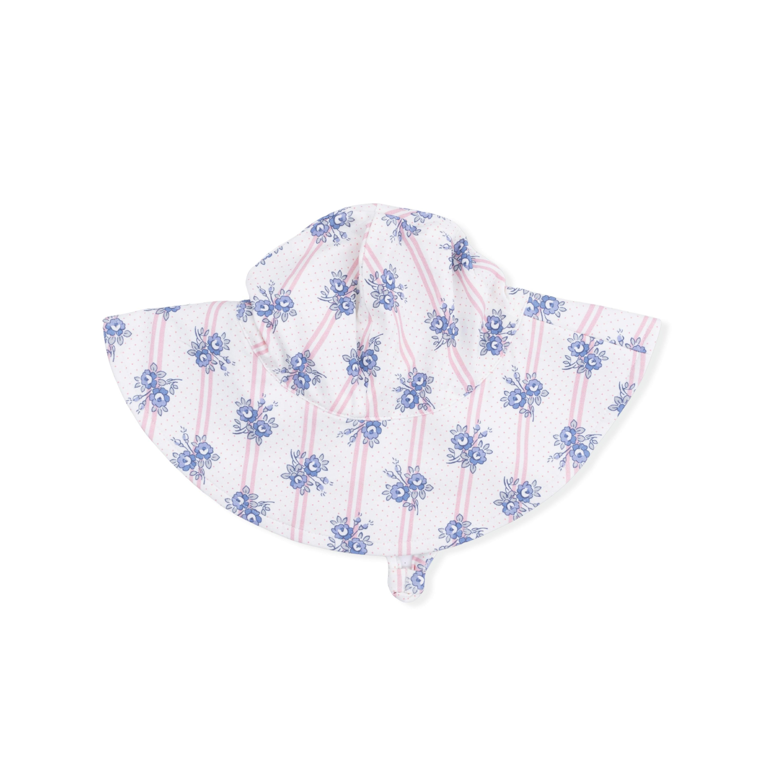 Stripe Dot Roses - Wide Brim Sun Hat