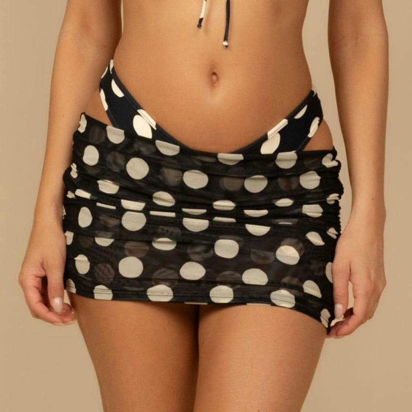 Polka Dot Ruched Micro Skirt