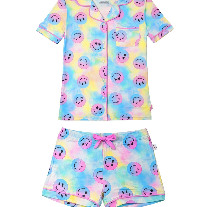 Smiley Face Jersey Short Sleeve PJ Set