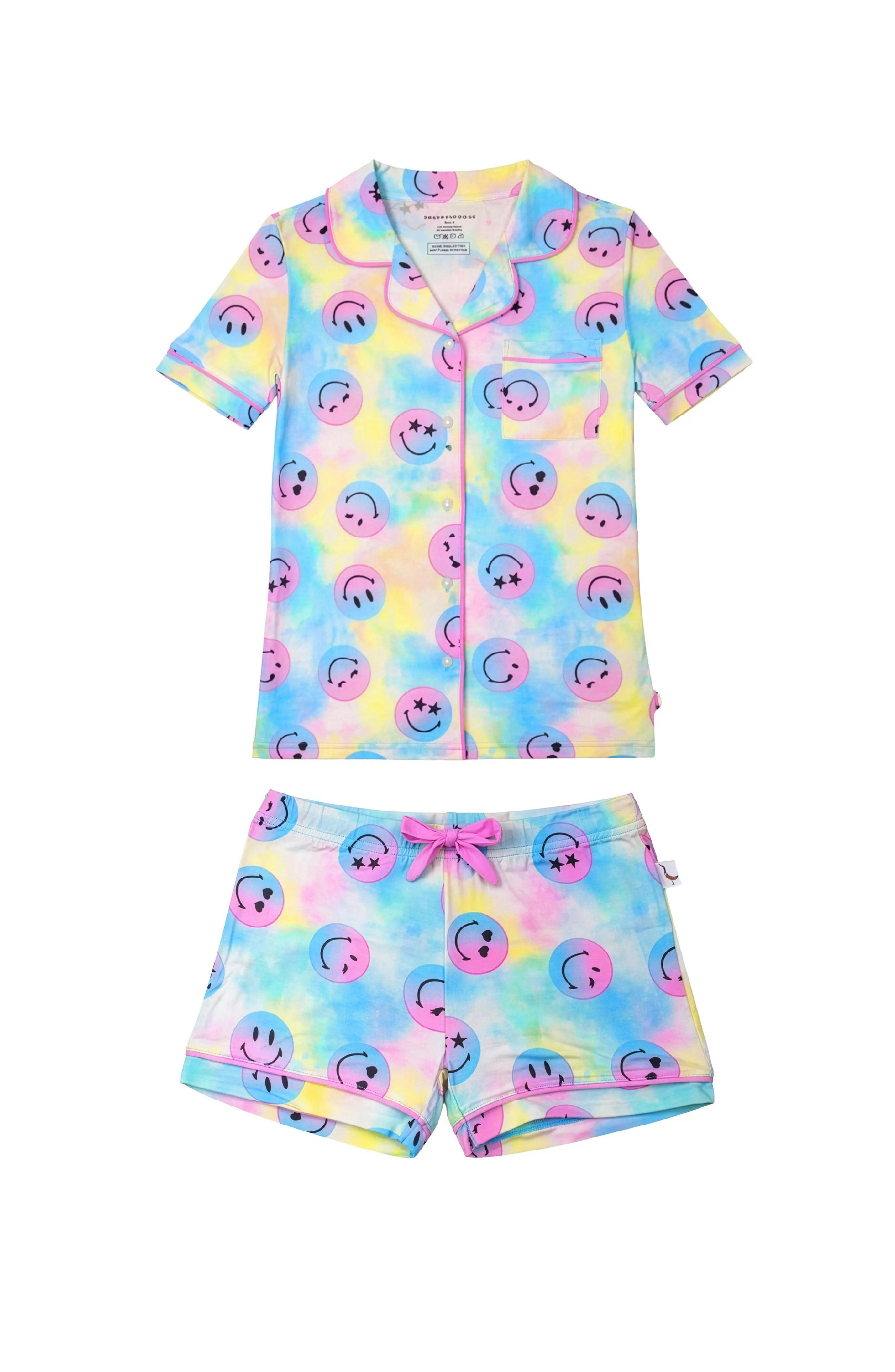 Smiley Face Jersey Short Sleeve PJ Set