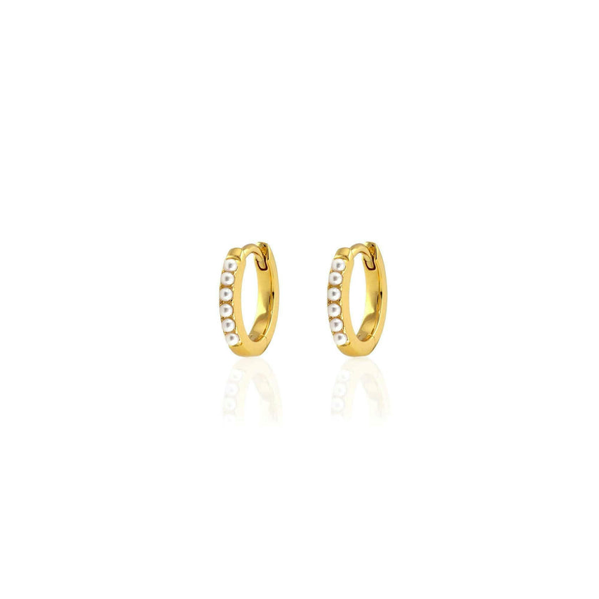 Pearl 12mm Huggie Hoop Earrings
