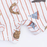 Vintage Baseball Stripe - Muslin Sleeveless Shortie Romper with Bucket Hat
