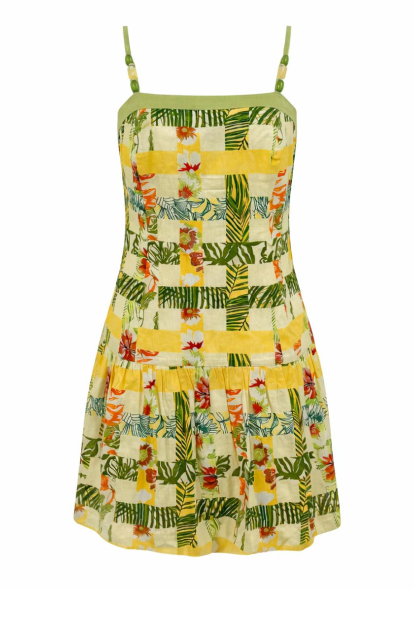 Miriam Yellow Multi Checkmate Mini Dress