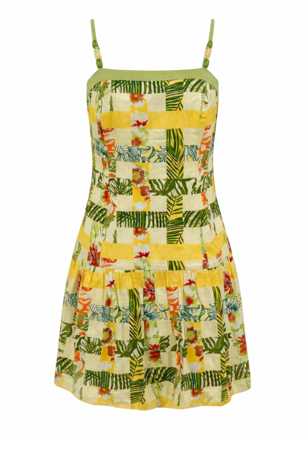 Miriam Yellow Multi Checkmate Mini Dress