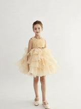 Cream Cliffara Floral Ruffle Occasion Dress