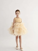 Cream Cliffara Floral Ruffle Occasion Dress