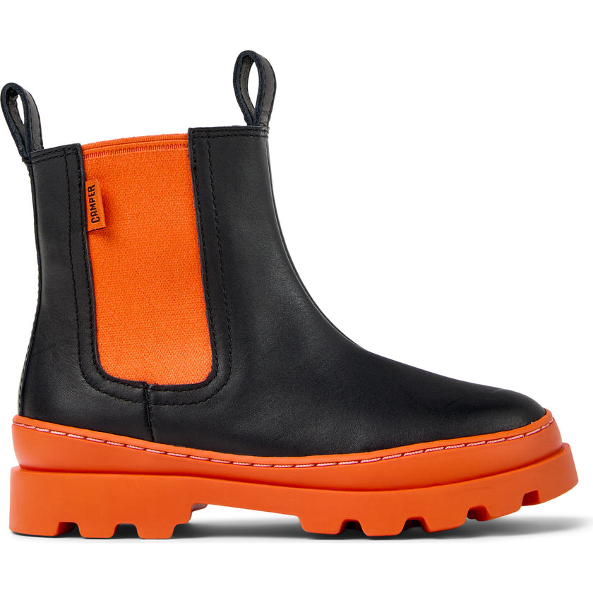 Kids Brutus Urban Style 360 Degree Stitched Boots, Black