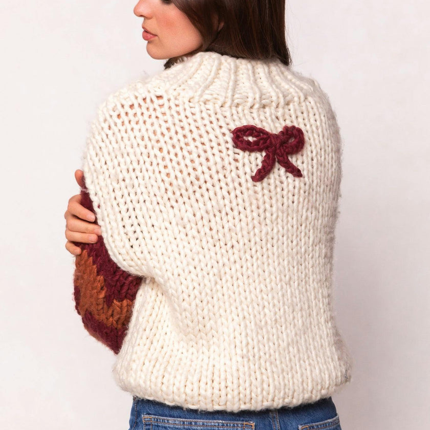 Aimee Sweater in Orange & Cream