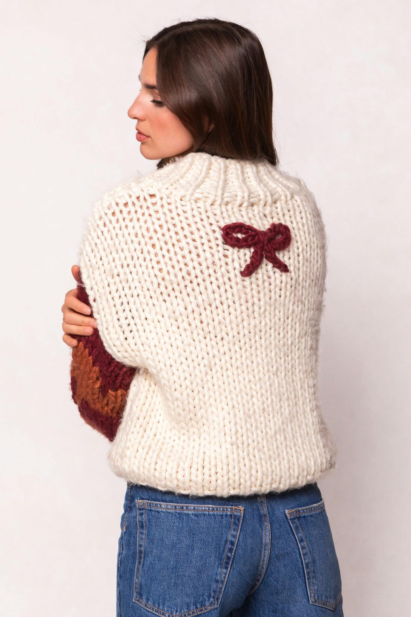 Aimee Sweater in Orange & Cream