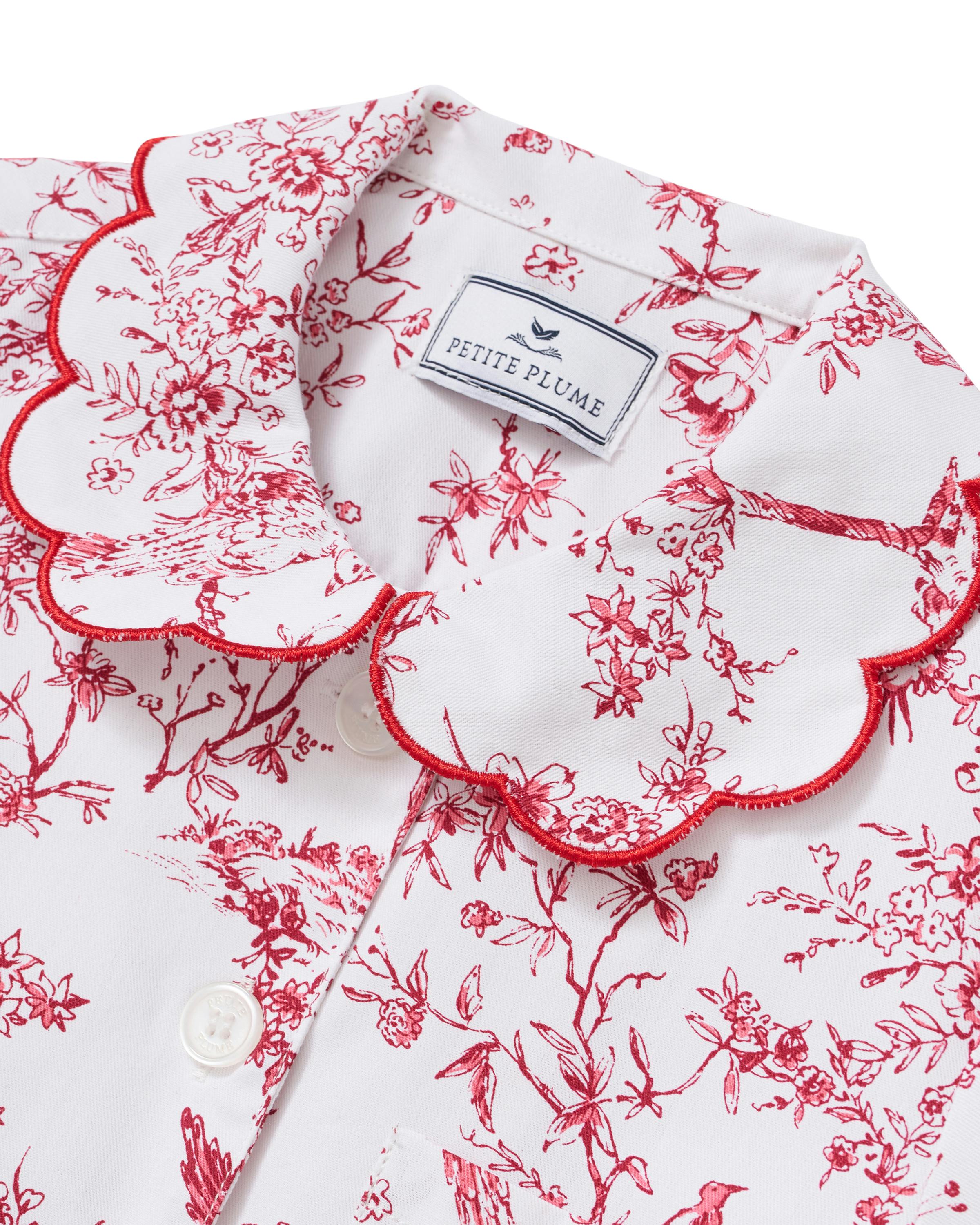 Kid's Twill Colette Short Set in Red Timeless Toile
