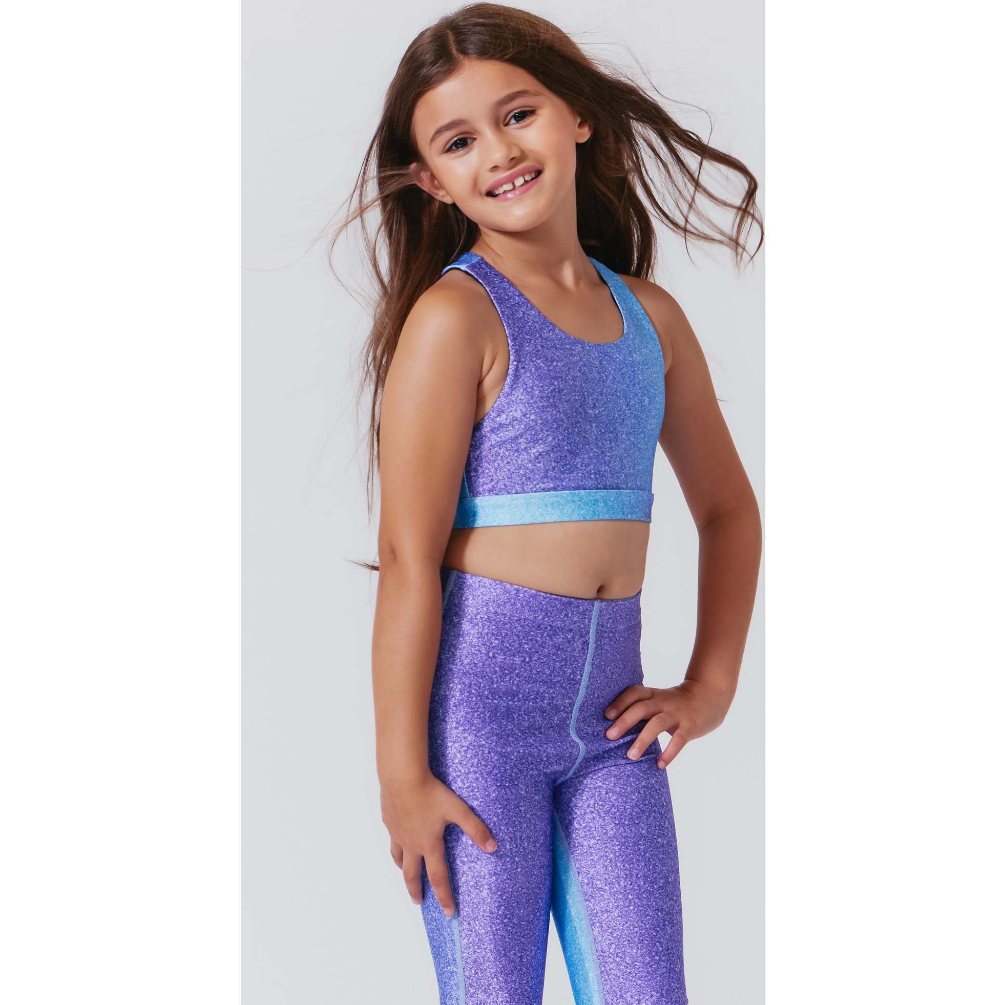 Girls Hi-Shine Scoop Neck Racer Back Sports Bra, Multi