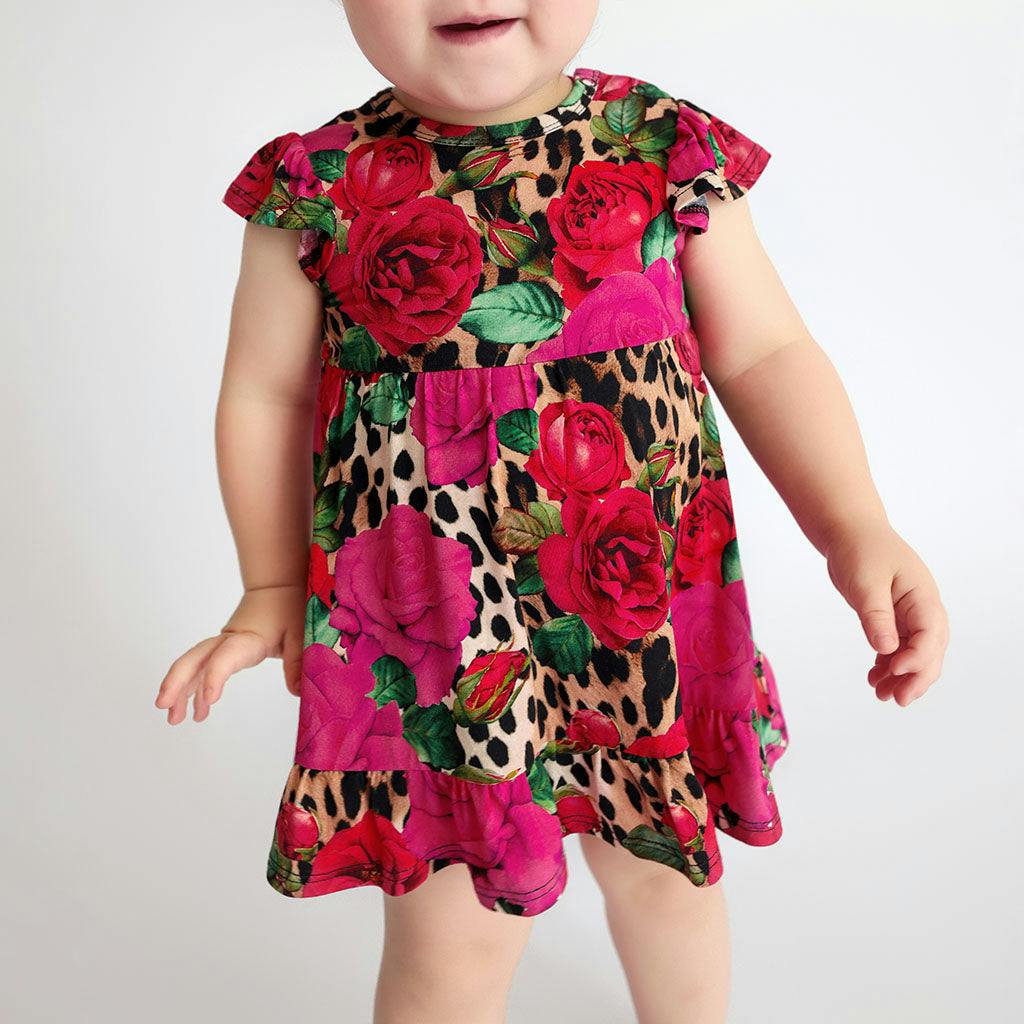 Wild Roses Ruffled Twirl Bodysuit Dress