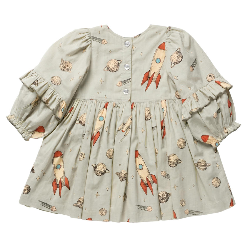Girls Magnolia Dress - Space Rocket