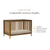 Gelato 4-in-1 Convertible Crib with Toddler Bed Conversion Kit in Natural Walnut & Gold Feet