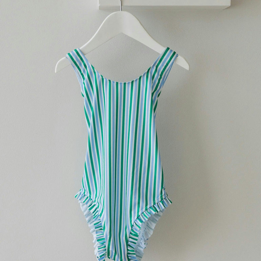 Green Stripe Bessie Girl Swimsuit