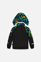 Two Piece Play Snowsuit Black Colorblock With Green Yellow And Blue Checkerboard Pants