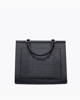 Large, Insulated, Chic Lunchbox, Black Croc