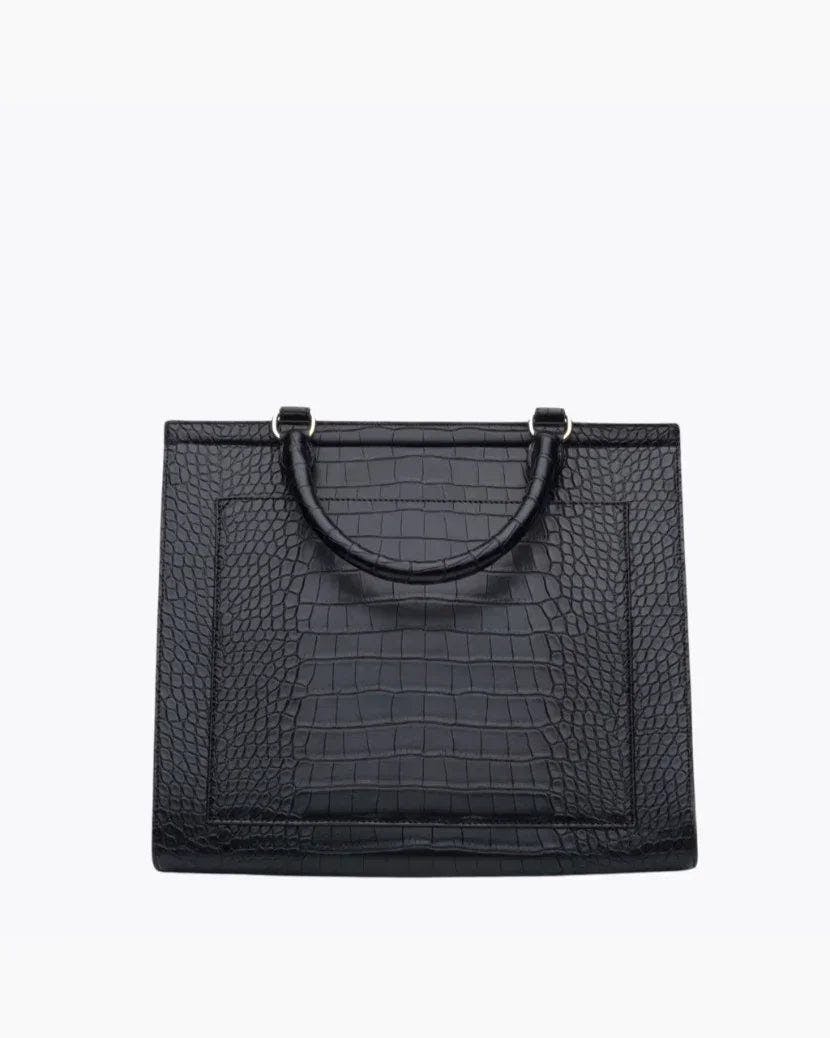 Large, Insulated, Chic Lunchbox, Black Croc