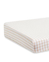 Luxe Premium Percale Crib Sheet in Camel Gingham