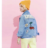 Custom Cherry Denim Jacket, Blue