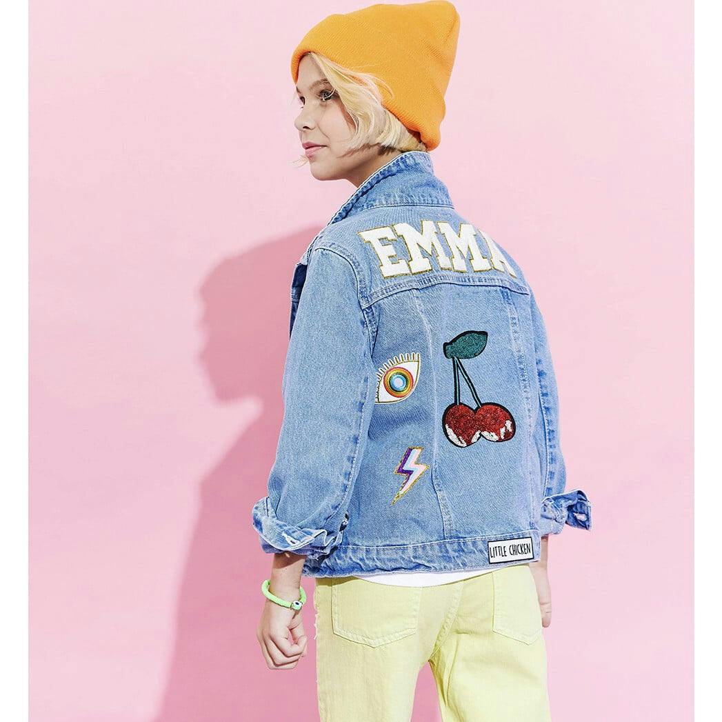 Custom Cherry Denim Jacket, Blue