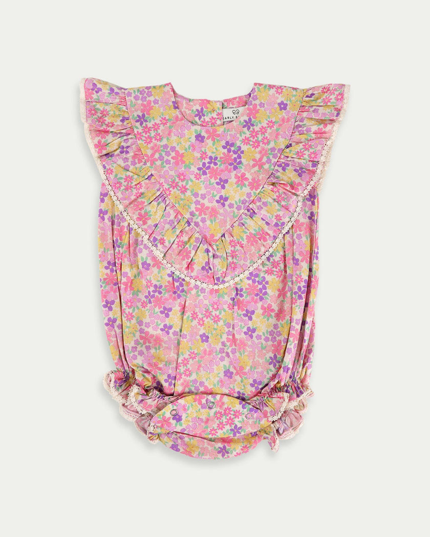 Lucy Baby Bubble Romper - Emma floral purple