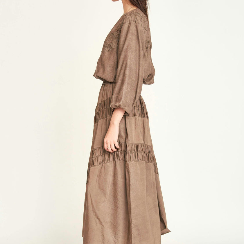 Andaman Ruched Blouse in Walnut