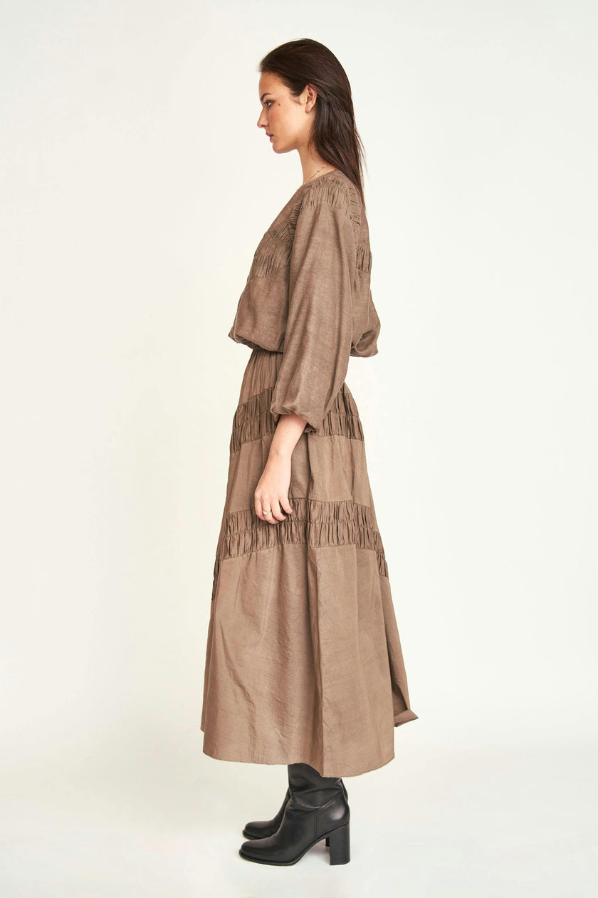 Andaman Ruched Blouse in Walnut
