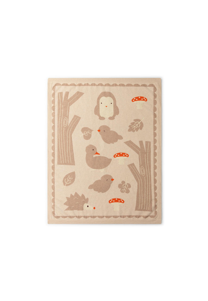 Folk Tales Knitted Organic Baby Blanket, Cream
