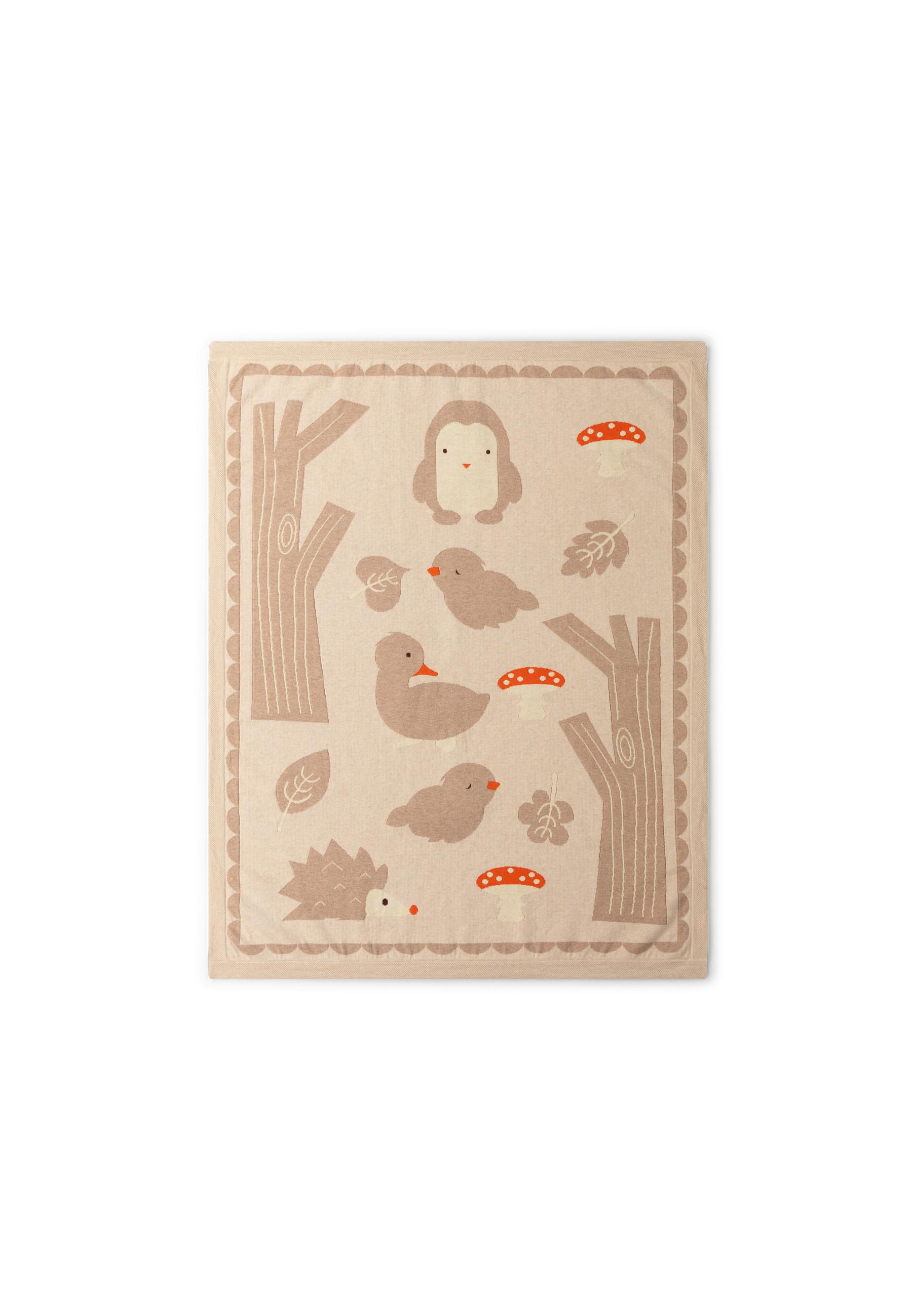 Folk Tales Knitted Organic Baby Blanket, Cream