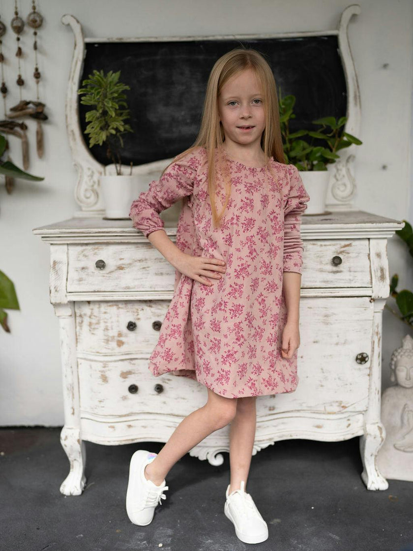Smocked Floral 3/4 Sleeve Dress