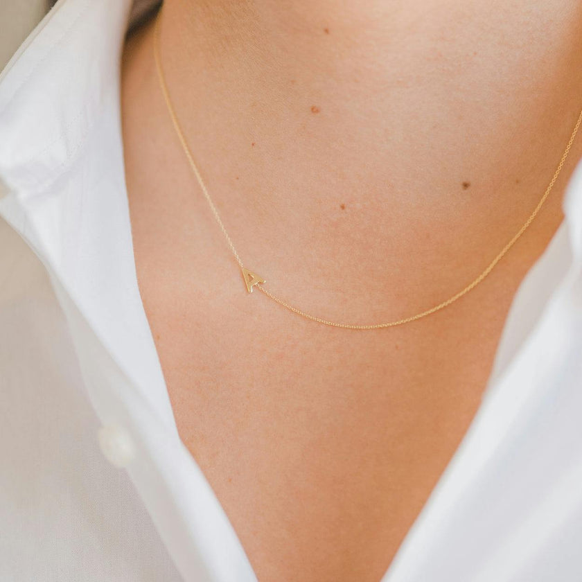 14K Gold Asymmetrical Initial Necklace