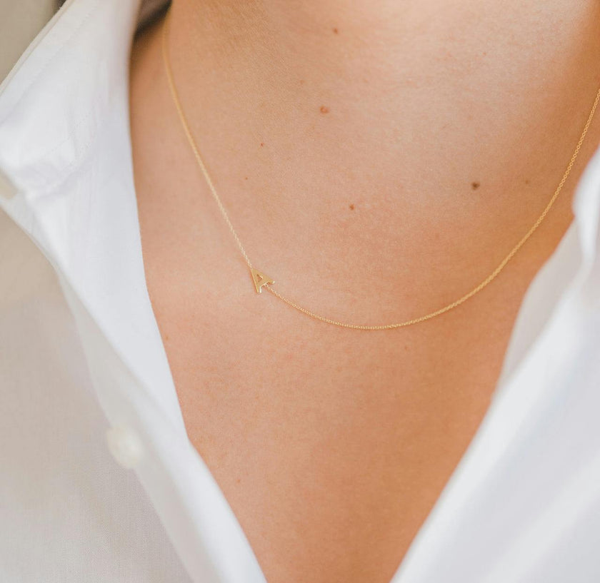 14K Gold Asymmetrical Initial Necklace