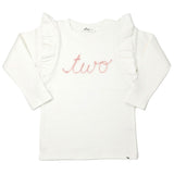 Millie Long Sleeve Tee in 'two' Pink Eyelash Writing