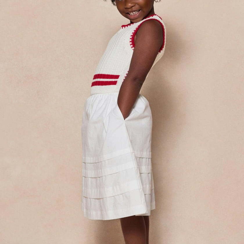 Mini Lisbon Dress in Ivory & Firework Red
