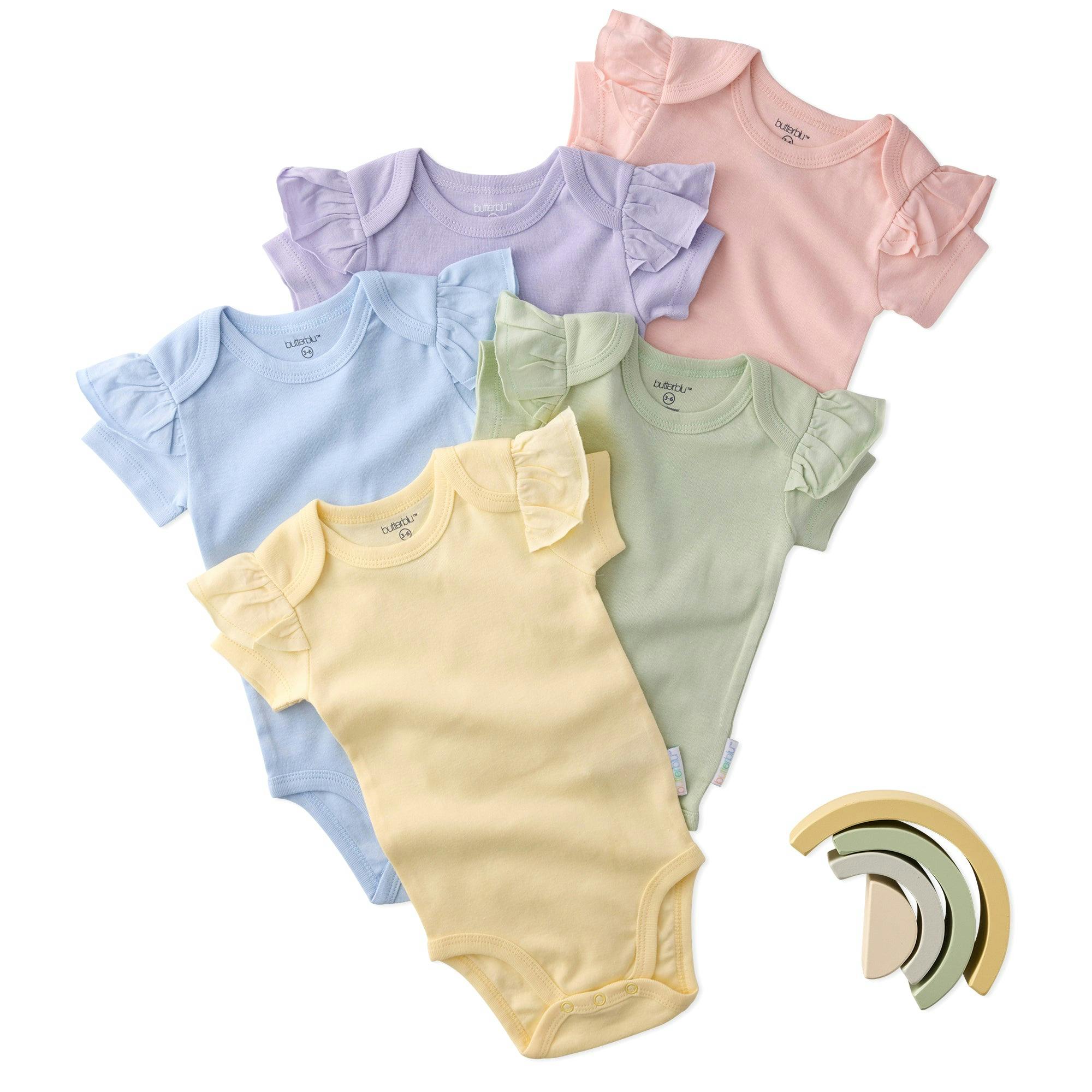 RORY 5-Pack Short Sleeve Ruffle Bodysuits
