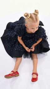 Navy Moneta Floral Bow Dress