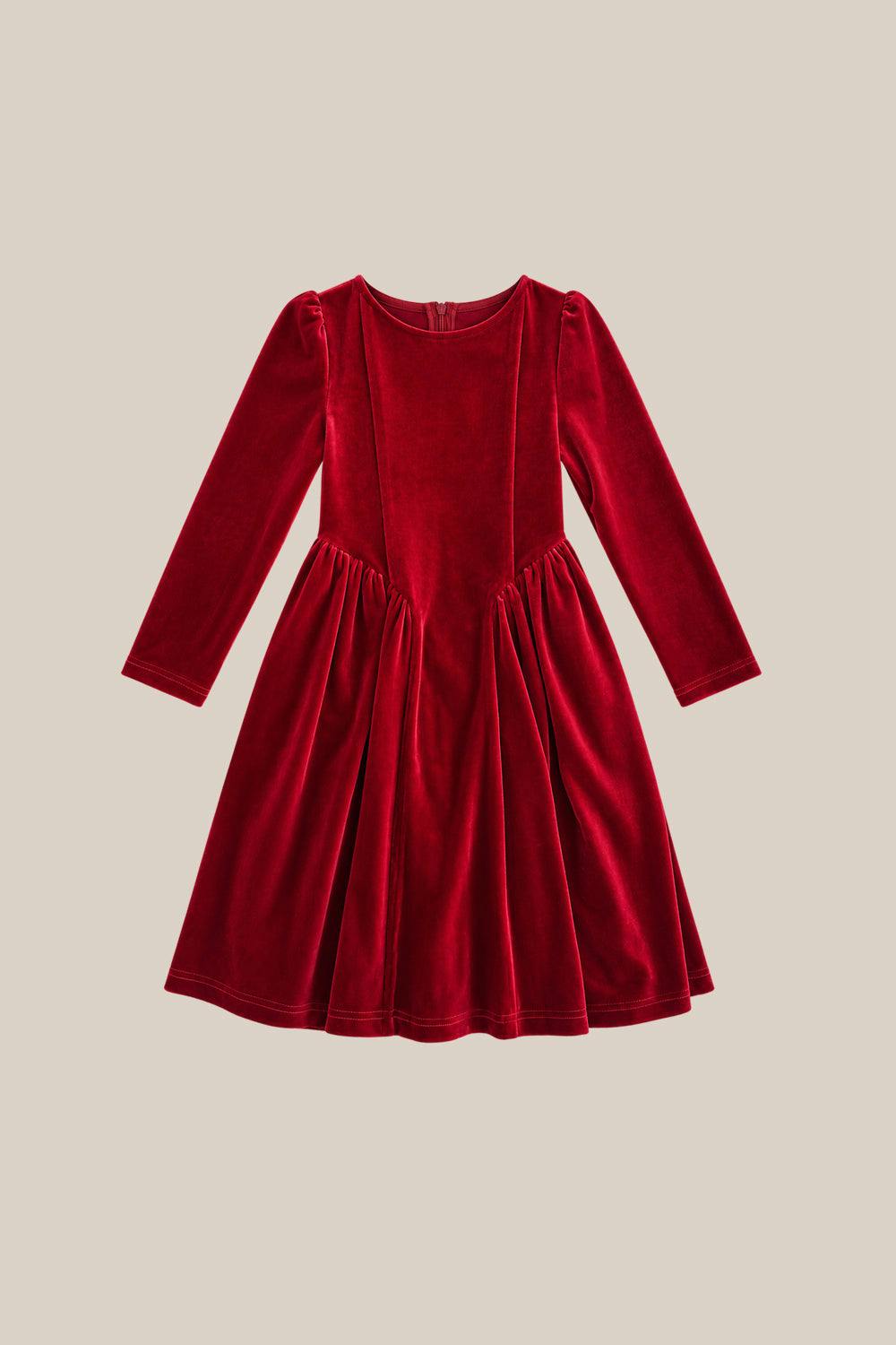 Mini Vera June Dress in Poinsettia Velvet
