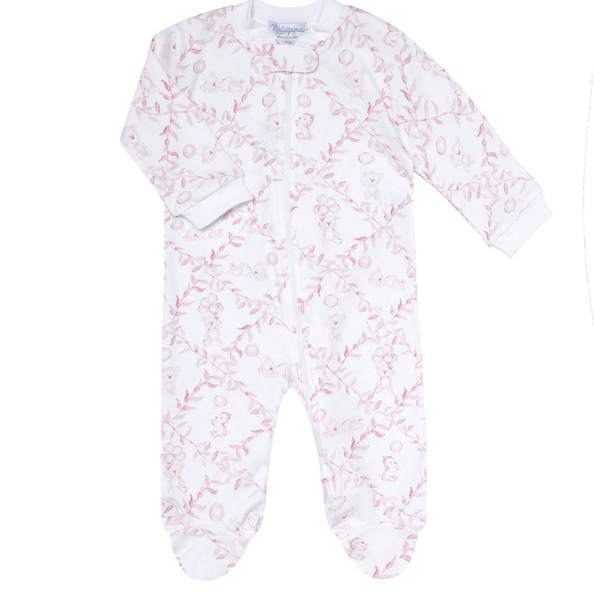 Pink Bears Trellace Zipper Footie