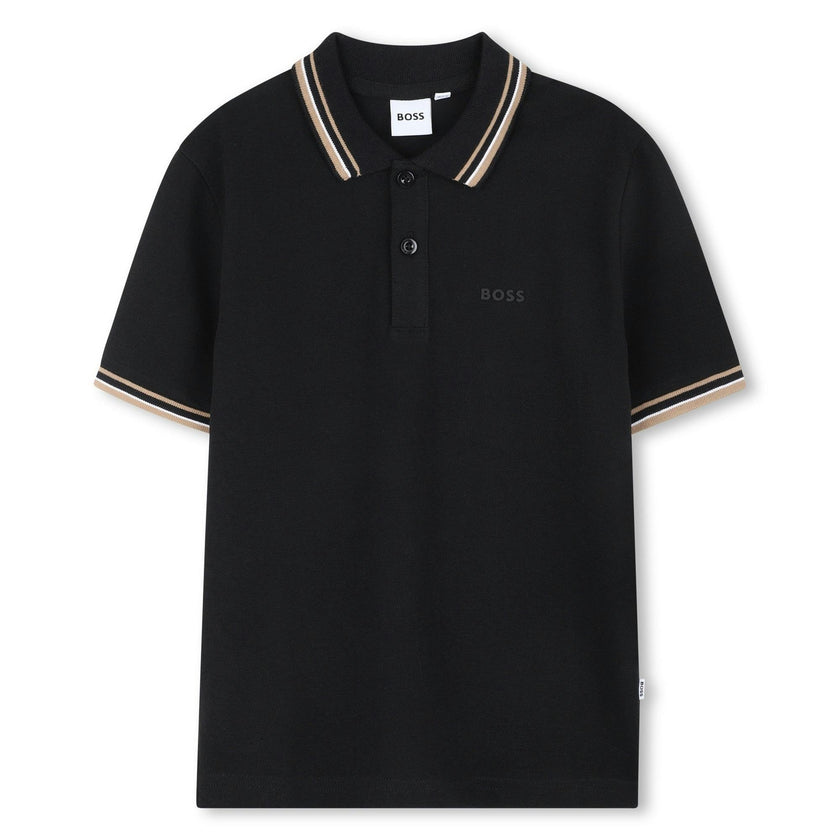 Black Short Sleeve Polo