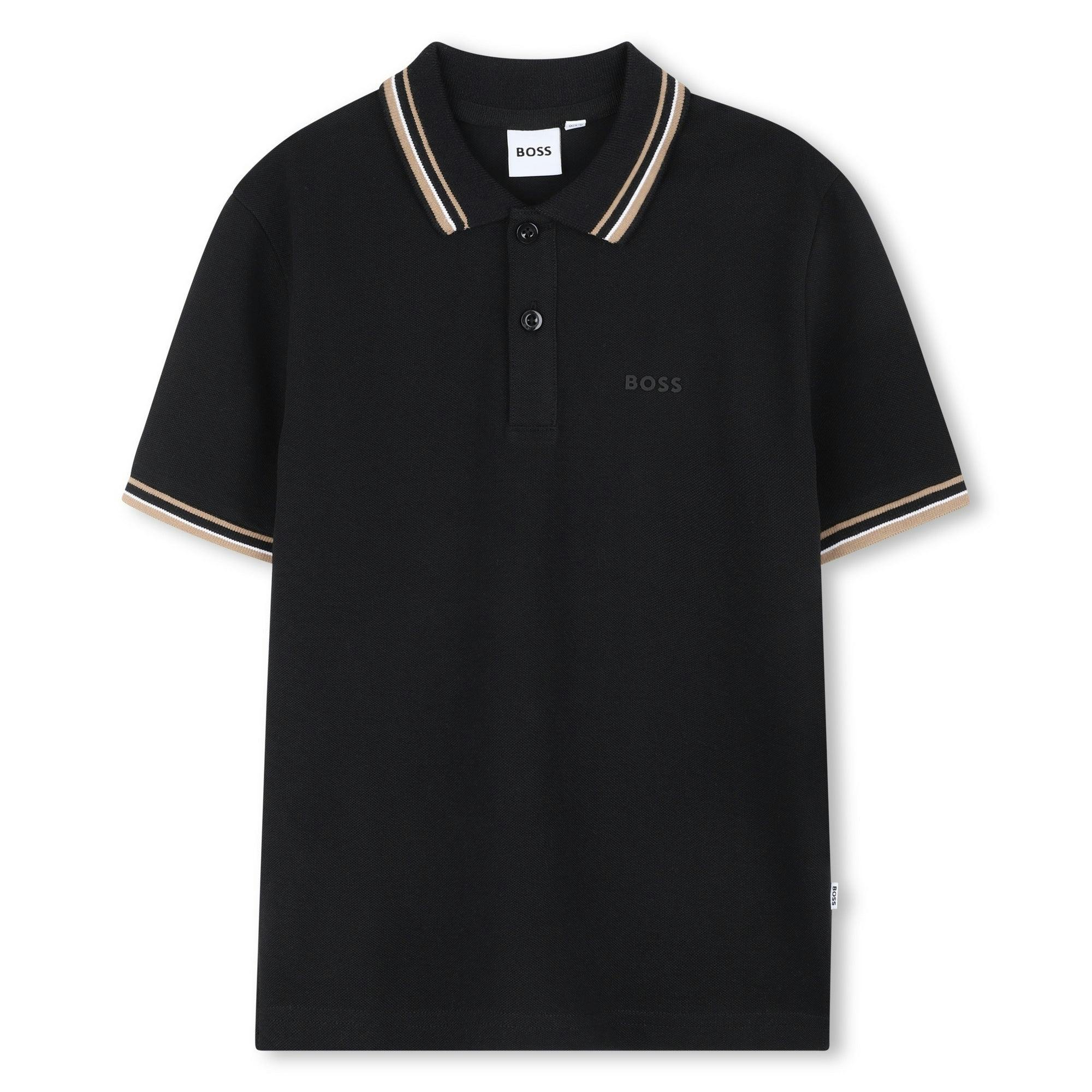 Black Short Sleeve Polo