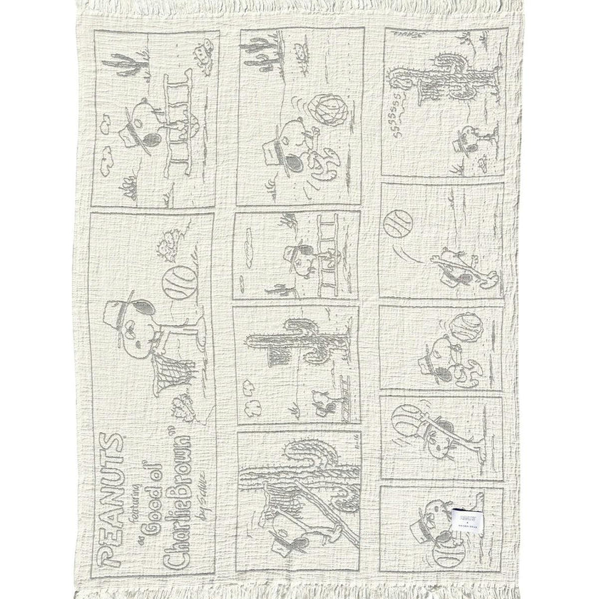 Blanket PEANUTS DESSERT Comic Strip Cotton Black / White 4.25 x 6.5ft