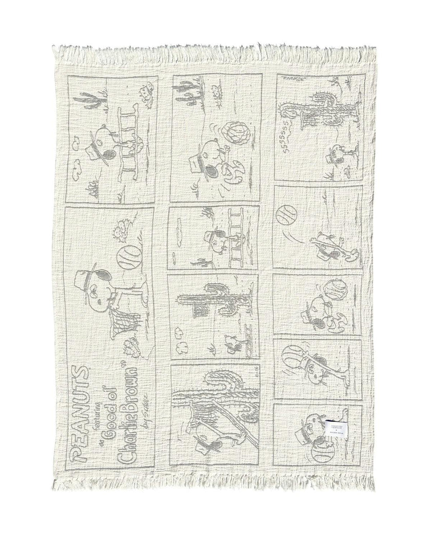Blanket PEANUTS DESSERT Comic Strip Cotton Black / White 4.25 x 6.5ft