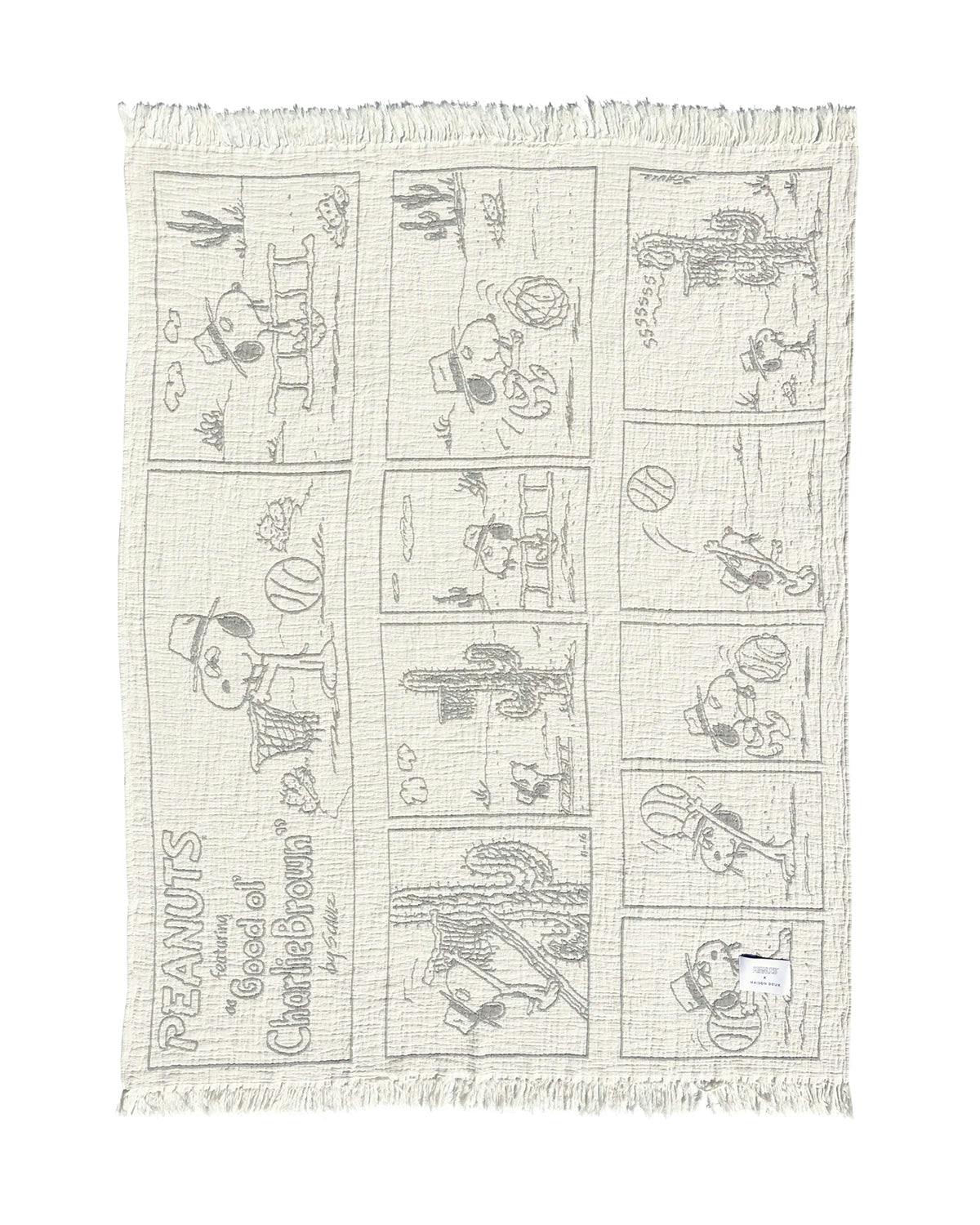 Blanket PEANUTS DESSERT Comic Strip Cotton Black / White 4.25 x 6.5ft