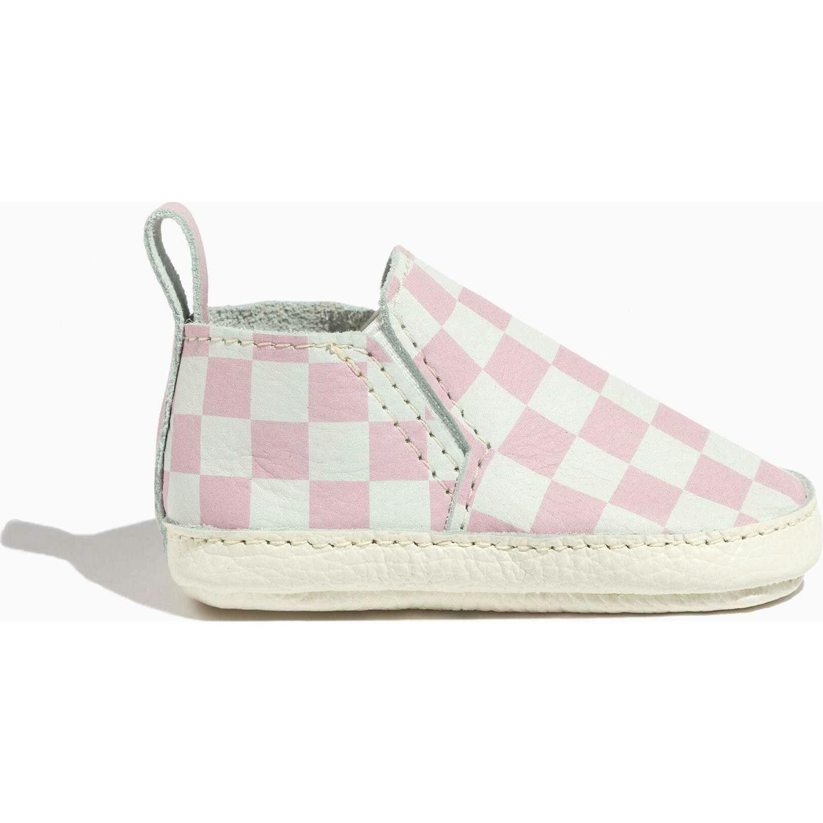 Petal Pink Check Slip On Baby Shoe